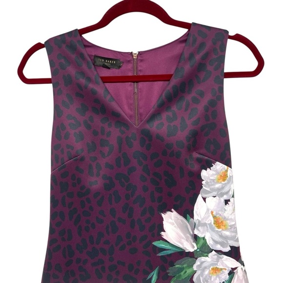 Ted Baker London Toriiy Wilderness Print V Neck Sheath Bodycon Dress Women’s US6 - Picture 7 of 16